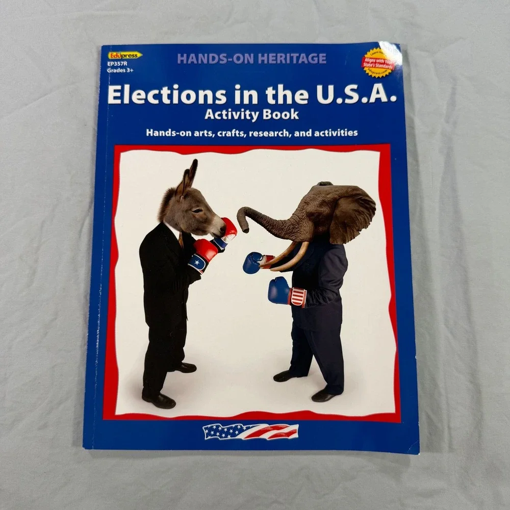 Edupress Hands-On Heritage Elections in the U.S.A. Activity Book Grades 3+